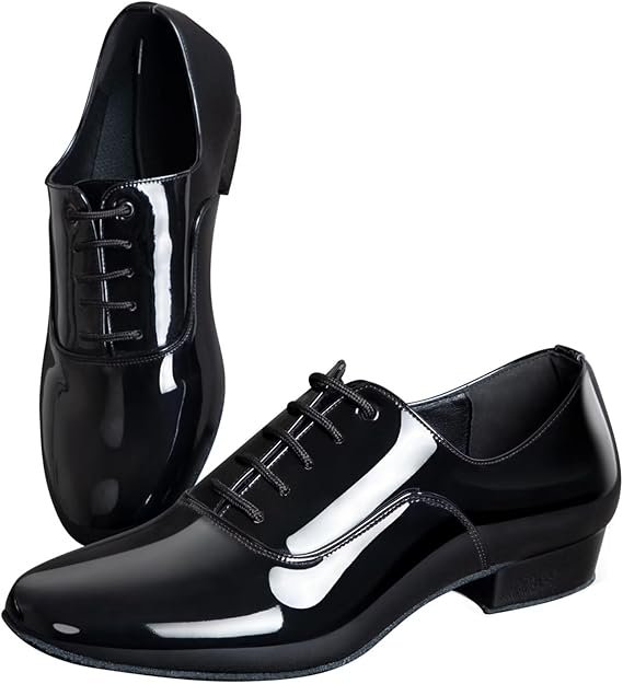 ARCLIBER Mens Dance Shoes Ballroom PU Leather Black Dancing Shoes for Men Sole Tango Salsa Latin