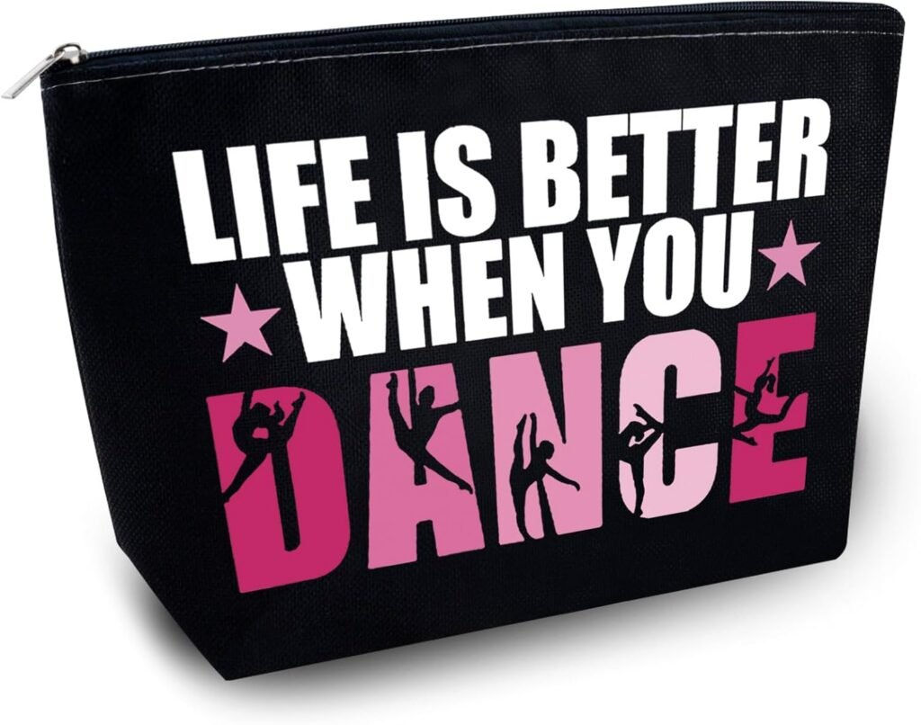 Dancer Gifts for Women Dance Bag Dance Makeup Bag Ballet Teacher Gift for Dancers Ballerina Travel Toiletry Zipper Pouch Dancer Cosmetic Pouch Recital Gifts Dancing Competition Must Haves